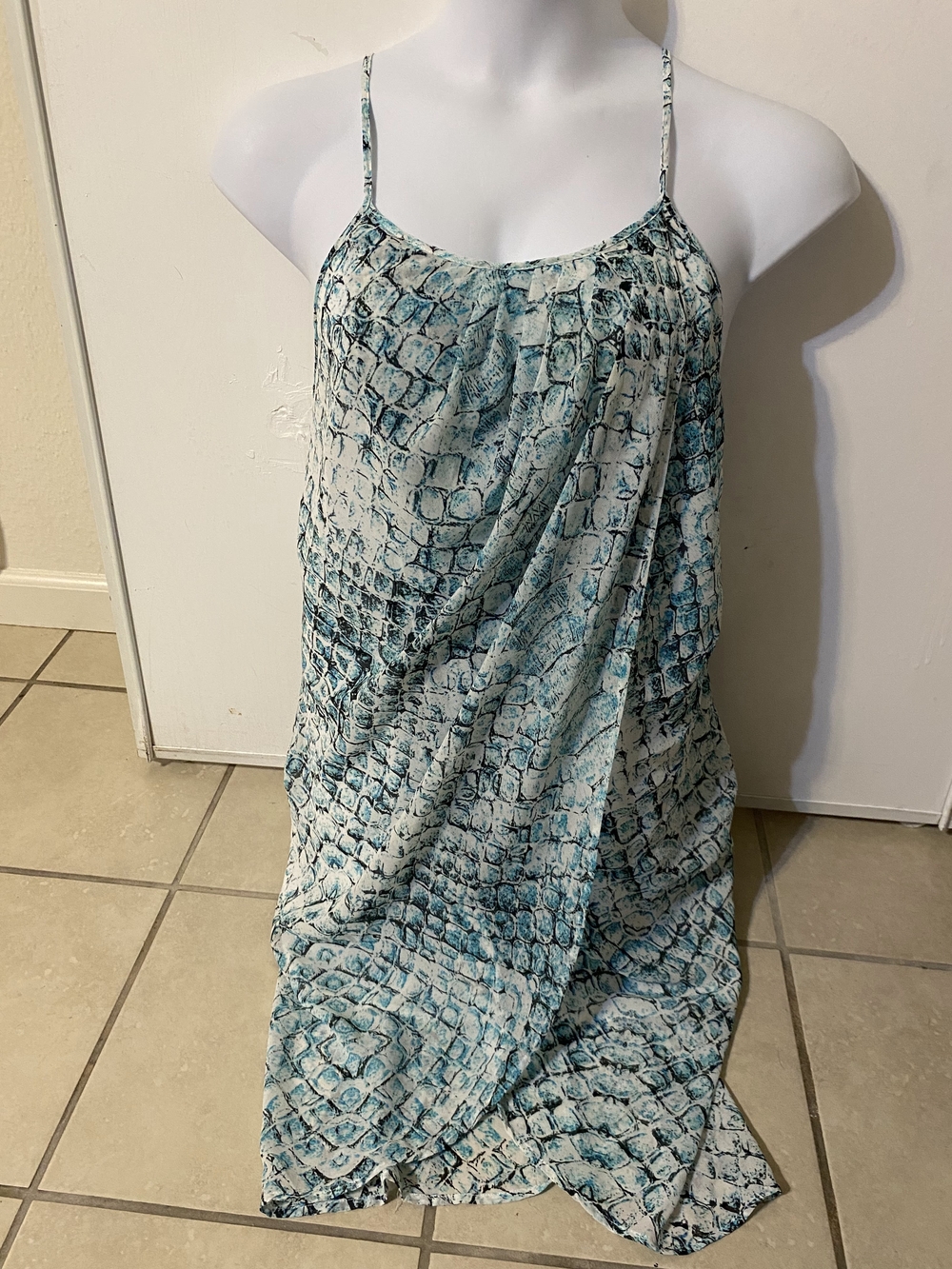 RB Couture Blue Teal Snakeskin Print Dress